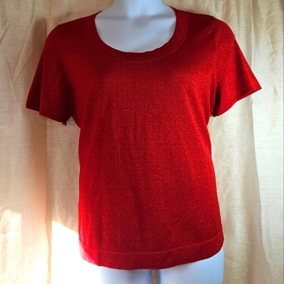 NWOT Judith Hart red silk metallic blouse top Women 1X - Picture 7 of 7